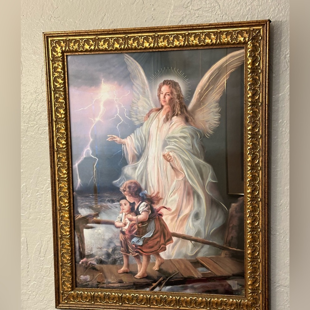 Home interiors ornate Framed wall art Guardian Angel print - Picture 5 of 14